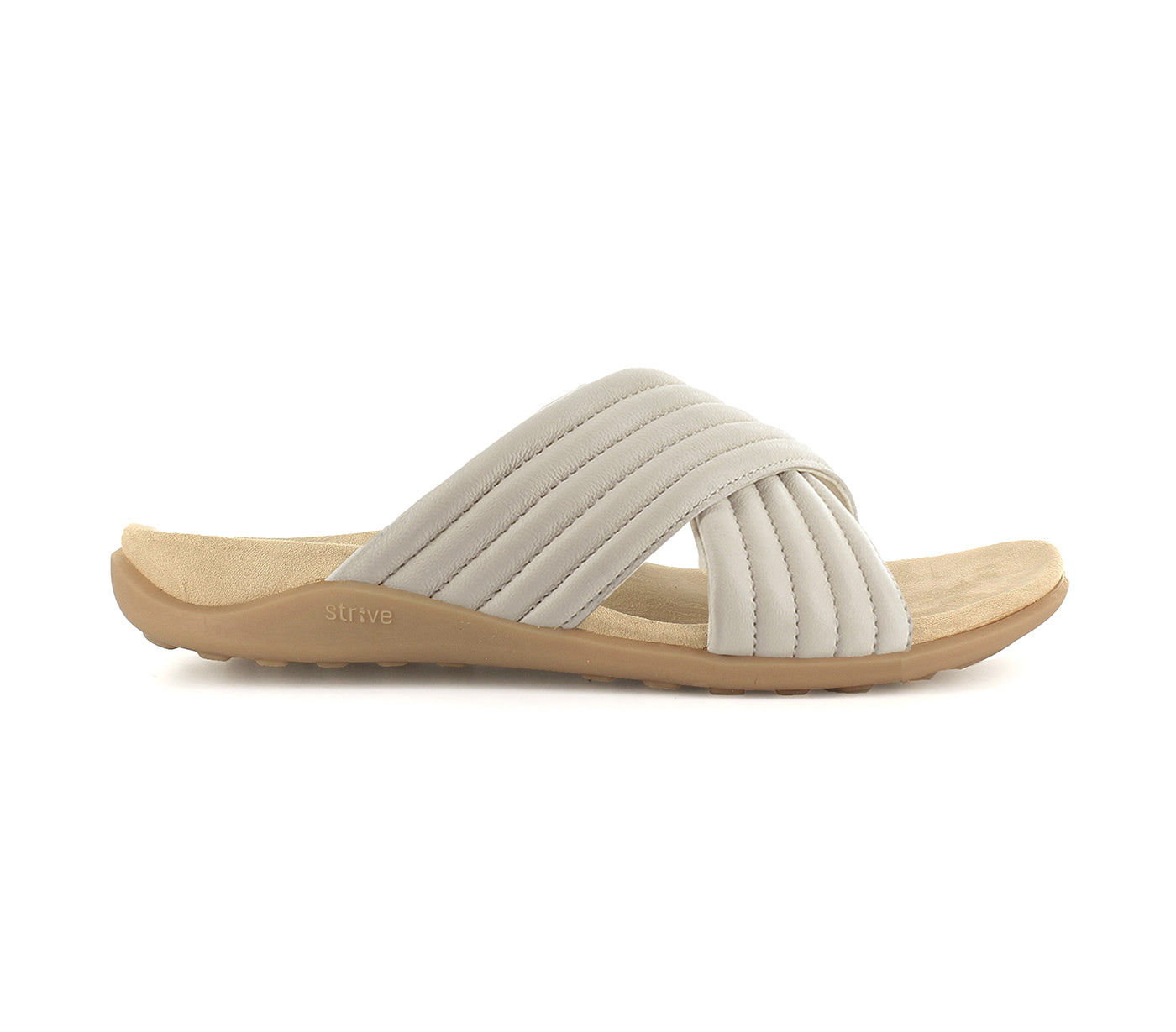 Strive Fresh Women\'s Comfort Slide Sandal - Beige - Side