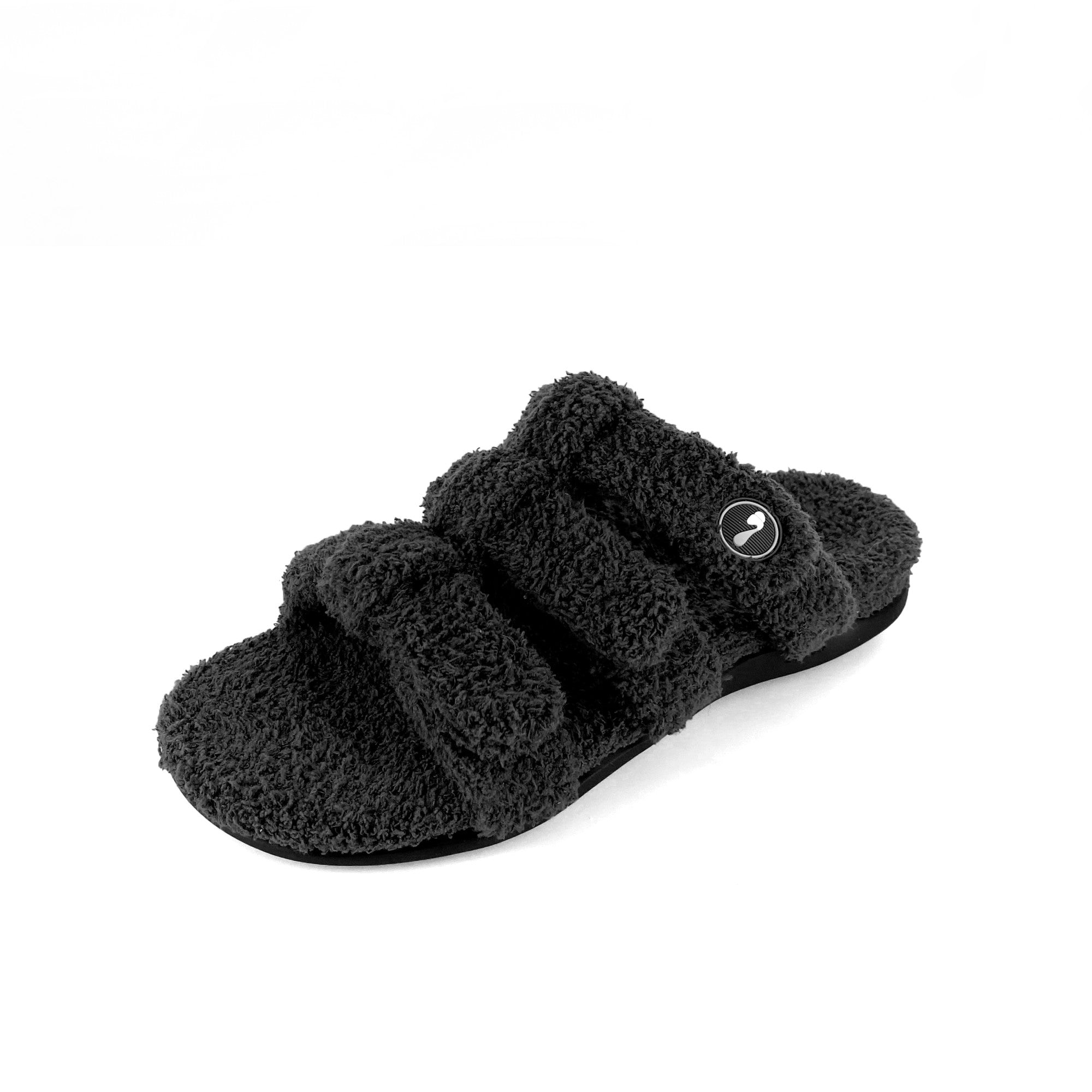 Strive Zella Three Strap Orthotic Support Women's Slipper Sandal - Black Angle