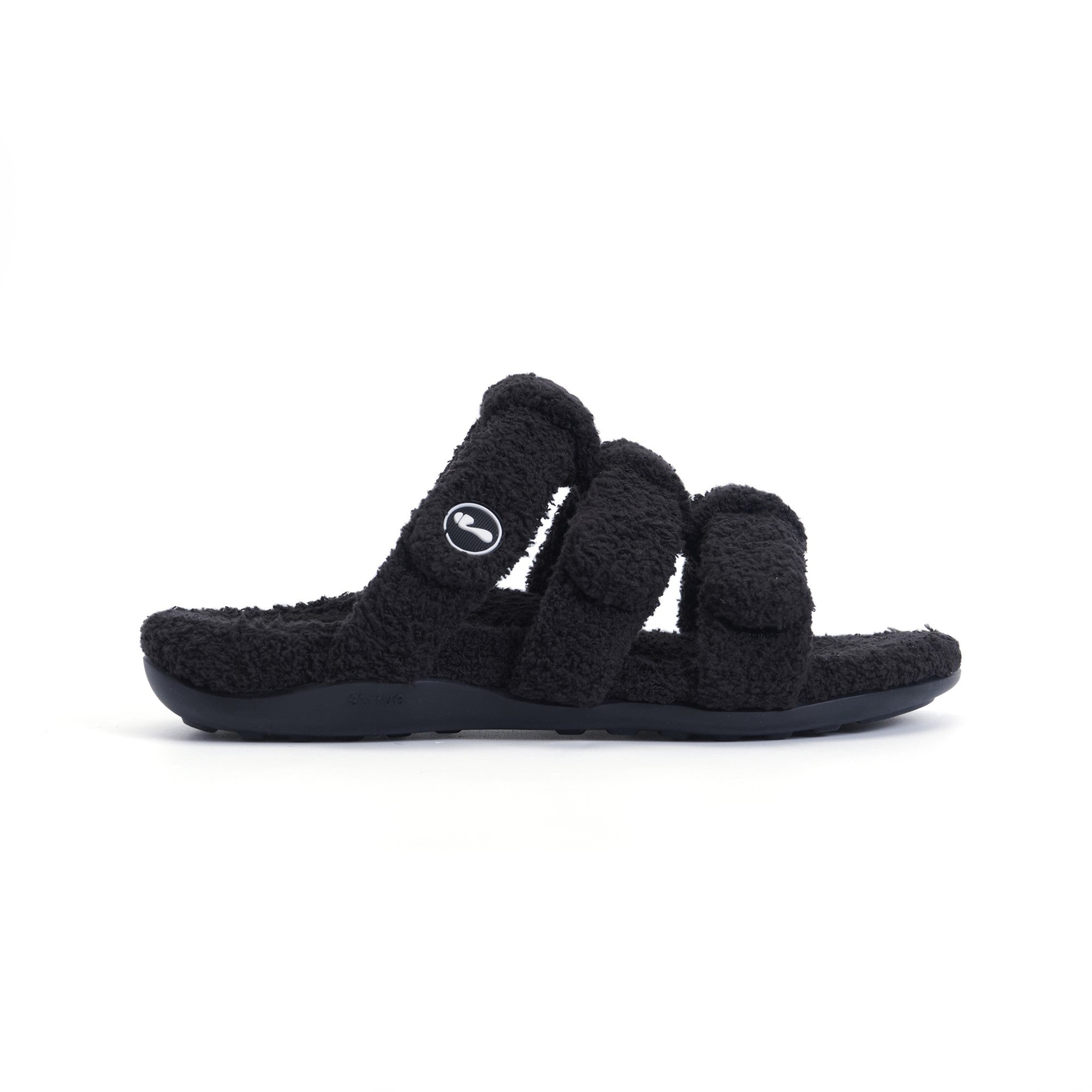 Strive Zella Three Strap Orthotic Support Women's Slipper Sandal - Black Lateral