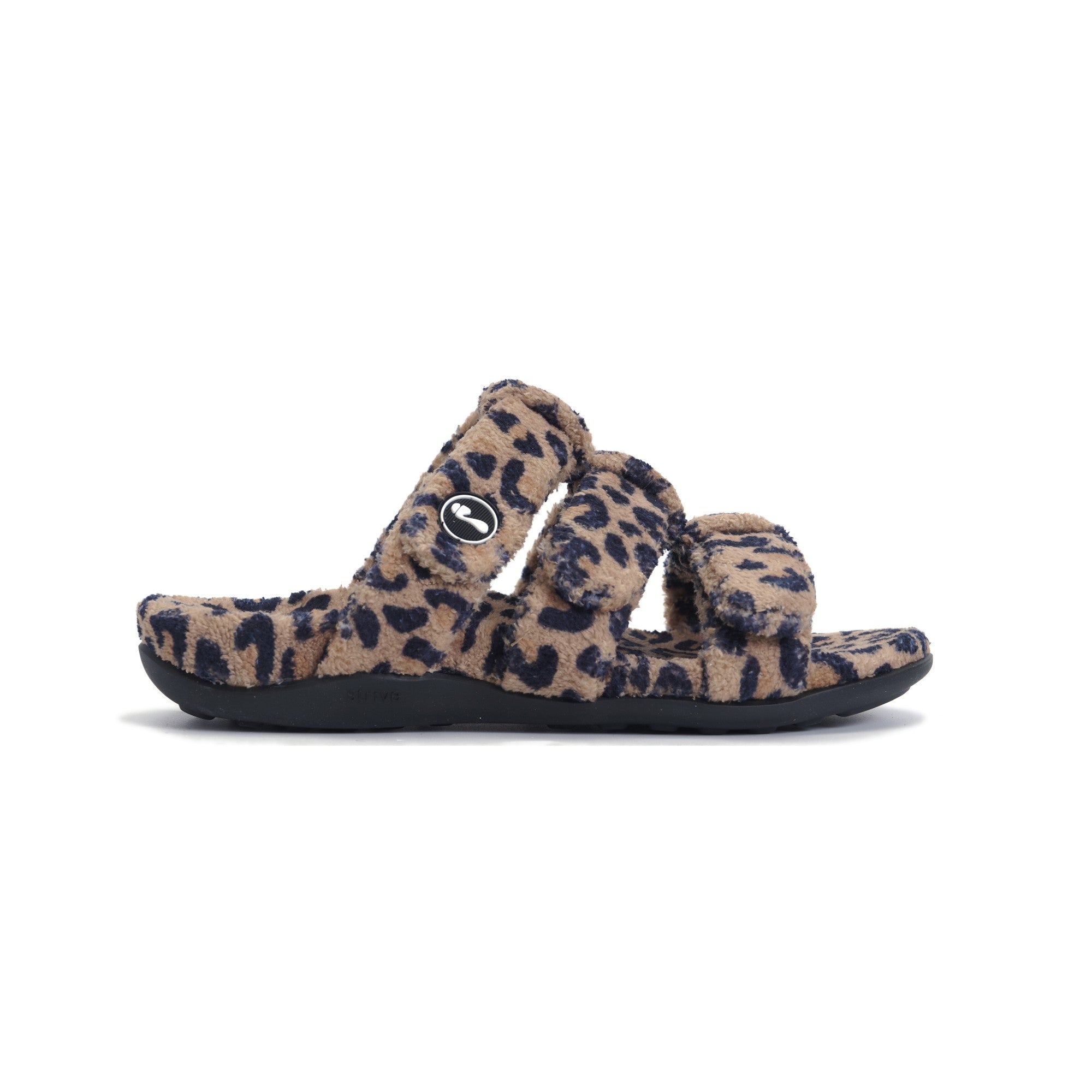Strive Zella Three Strap Orthotic Support Women's Slipper Sandal - Leopard Lateral
