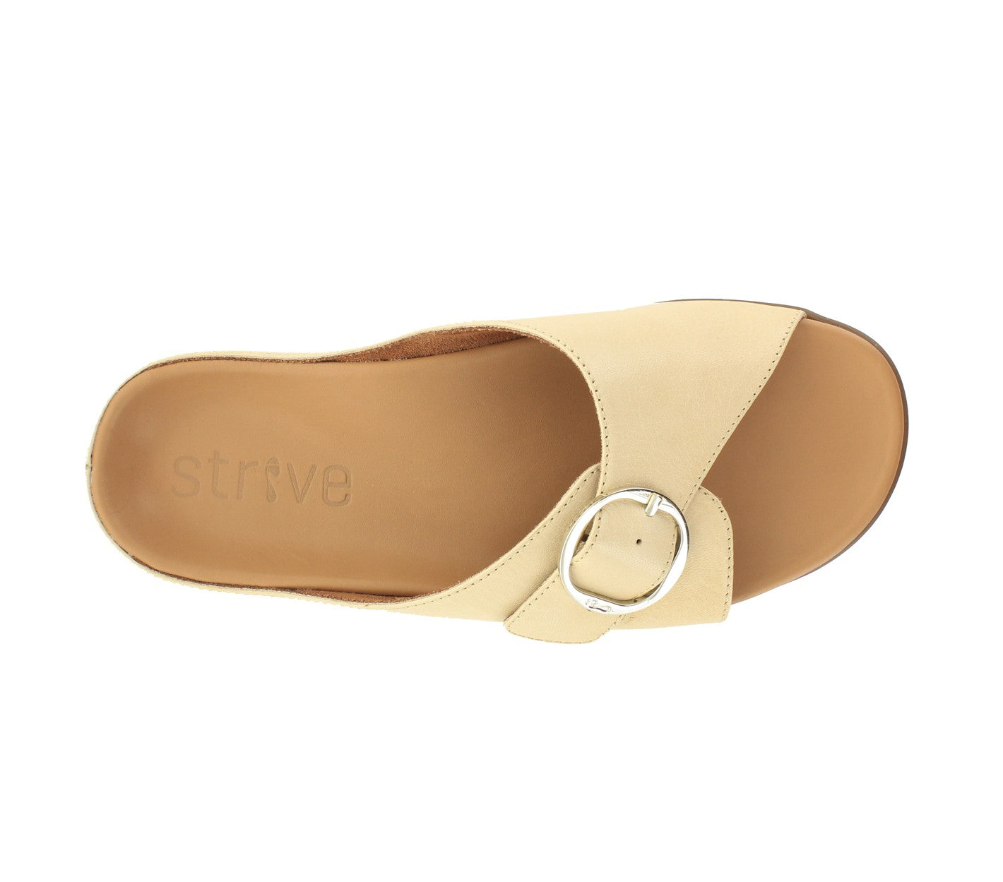 Strive Gavi Women\'s Supportive Slide Sandal - Almond - Overhead