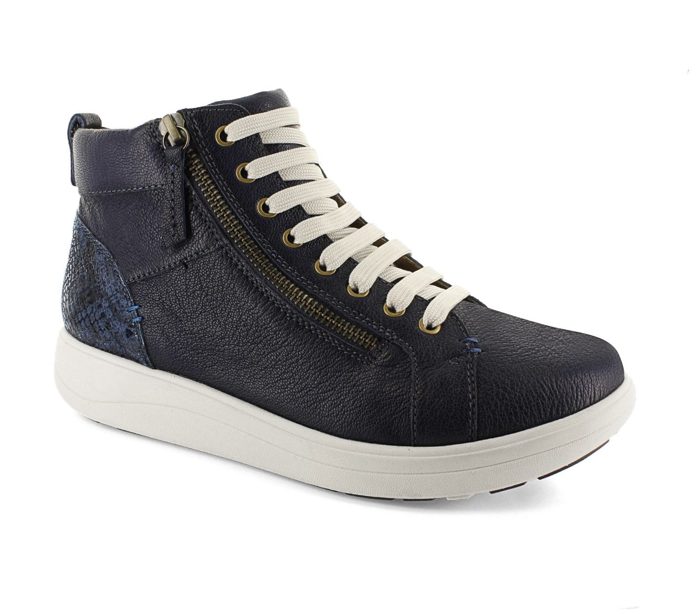 Strive Women's Sneaker Boot - Kensignton - Arch Supportive - Denim Snake - Angle
