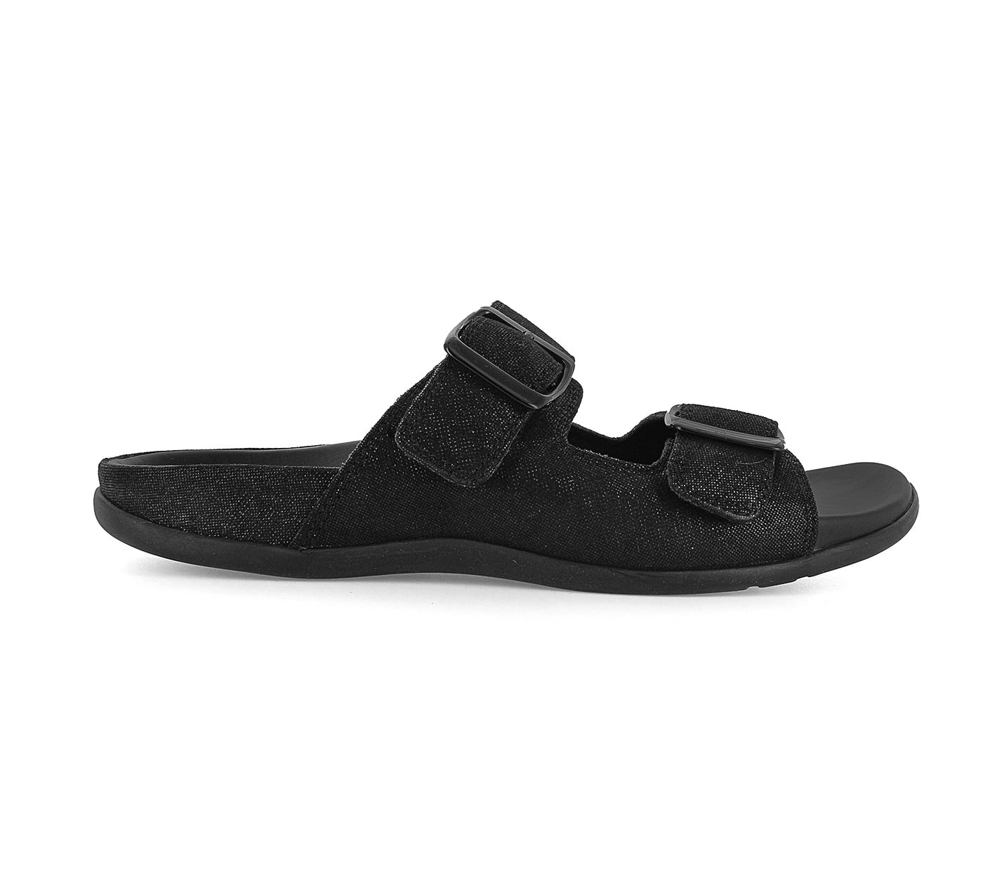 Strive Largo Women\'s Adjustable Strap Slide Sandal - Black Sparkle - Side