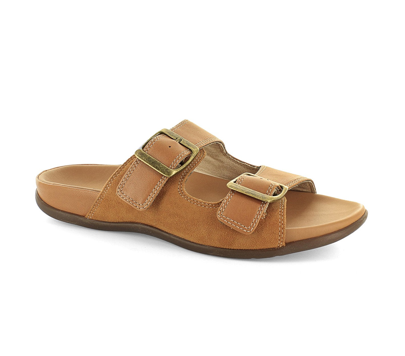 Strive Largo Women\'s Adjustable Strap Slide Sandal - Tan - Angle