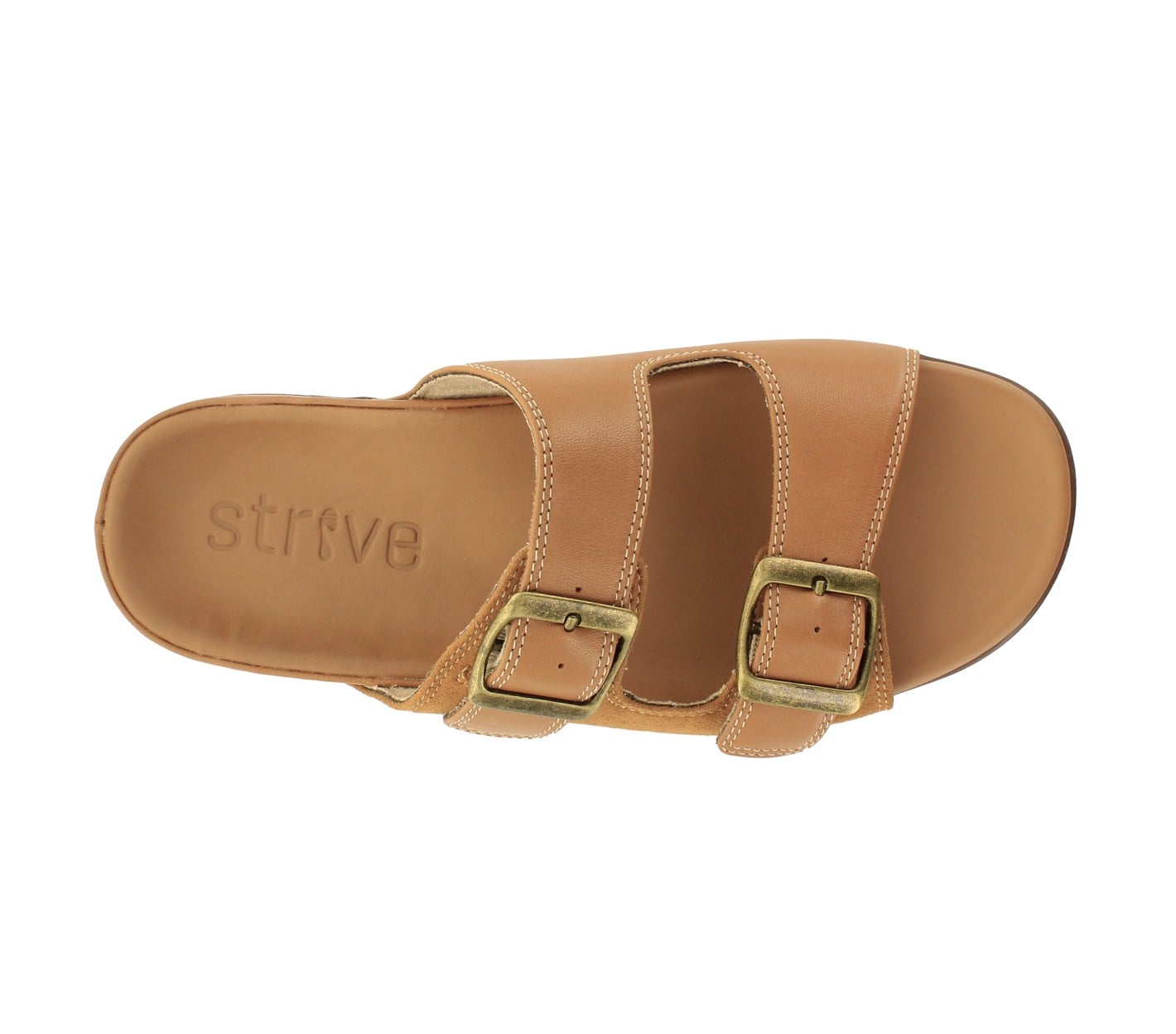 Strive Largo Women\'s Adjustable Strap Slide Sandal - Tan - Overhead