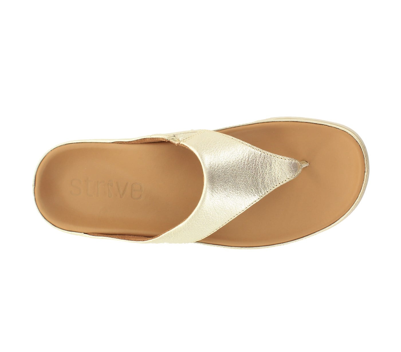 Strive Maui II - Women\'s Arch Supportive Toe Post Sandal - Gold Metallic - Overhead