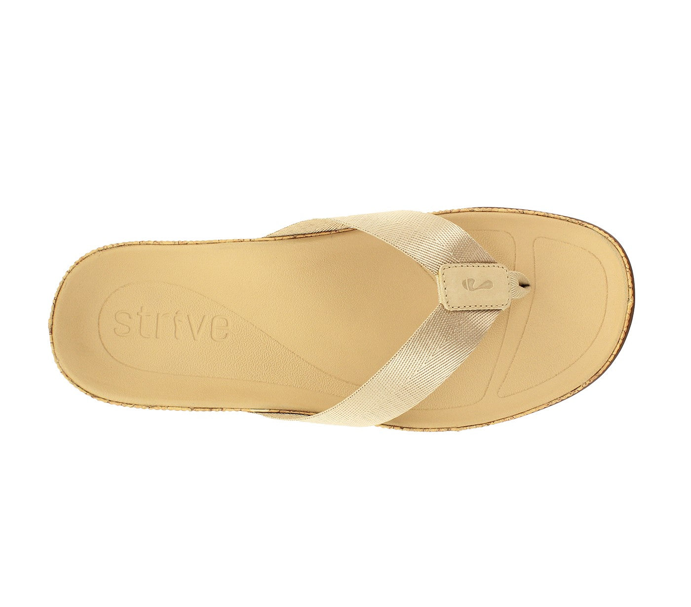 Strive Milos - Women\'s Arch Supportive Toe Post Sandal - Almond - Overhead