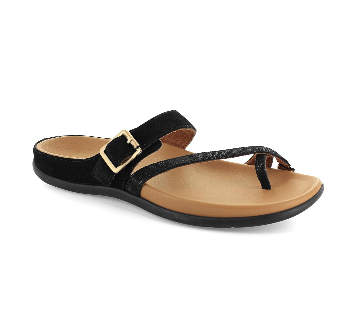 Strive Nusa Women's Comfortable and Arch Supportive Sandals in Black Velour
