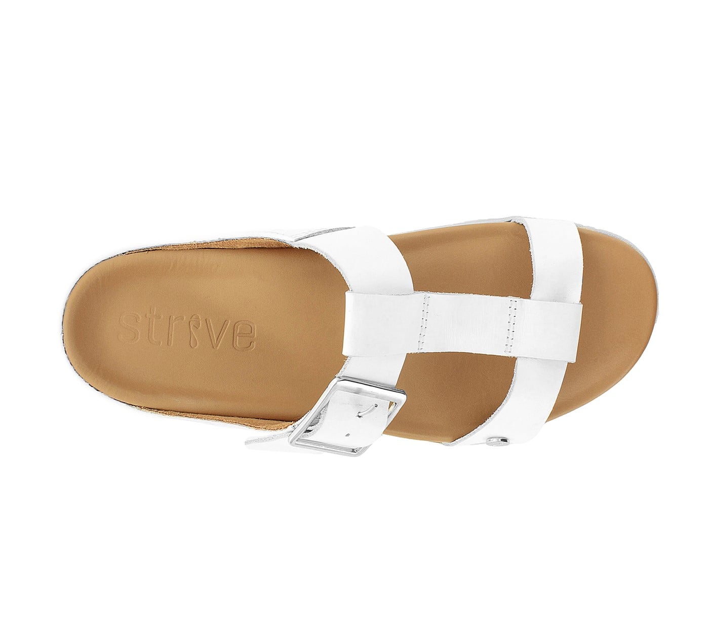 Strive Santorini II - Women\'s Adjustable Strap Elevated Supportive Sandal - White - Overhead
