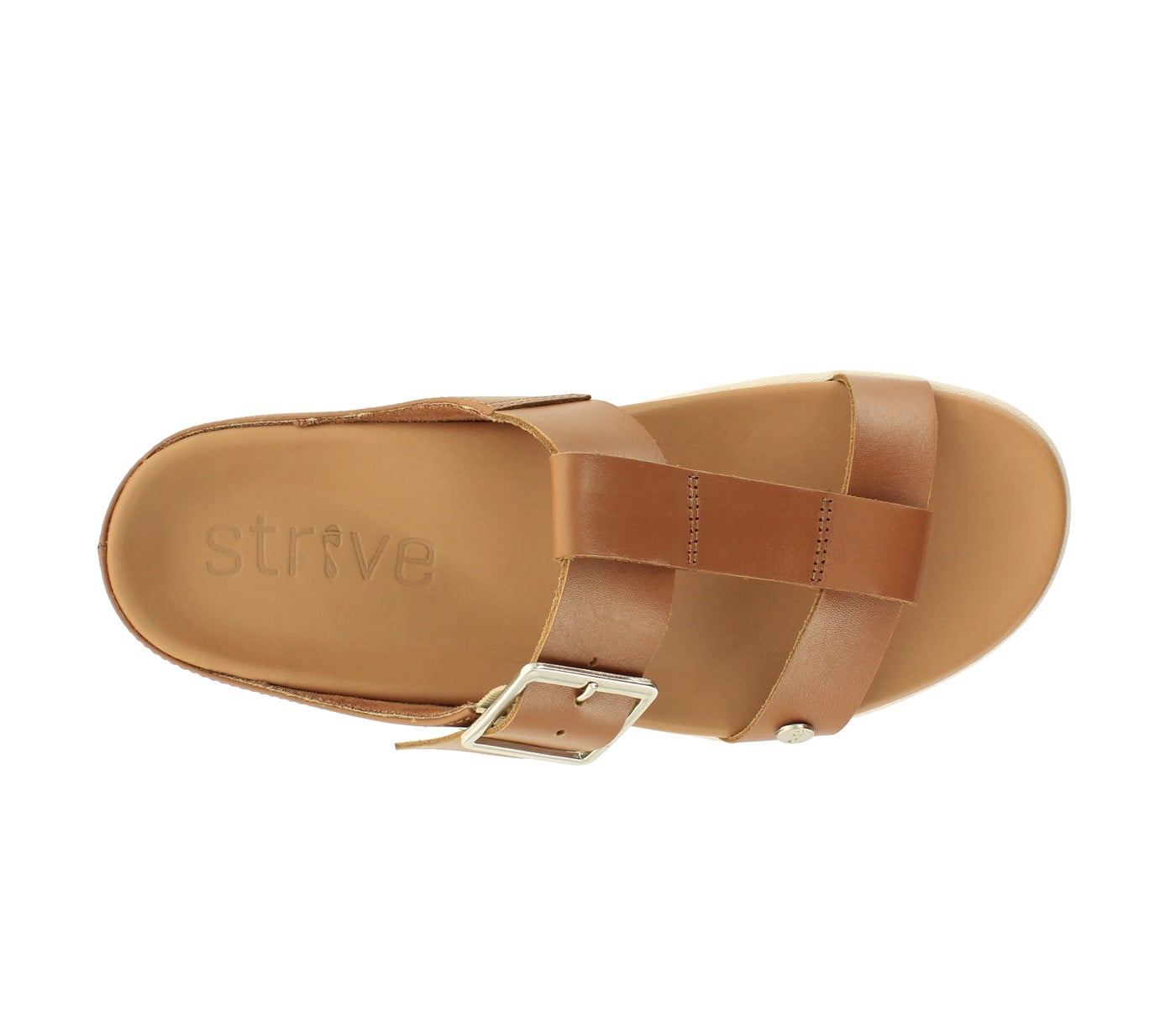 Strive Santorini Women\'s Supportive Buckle Sandal - Tan - Overhead