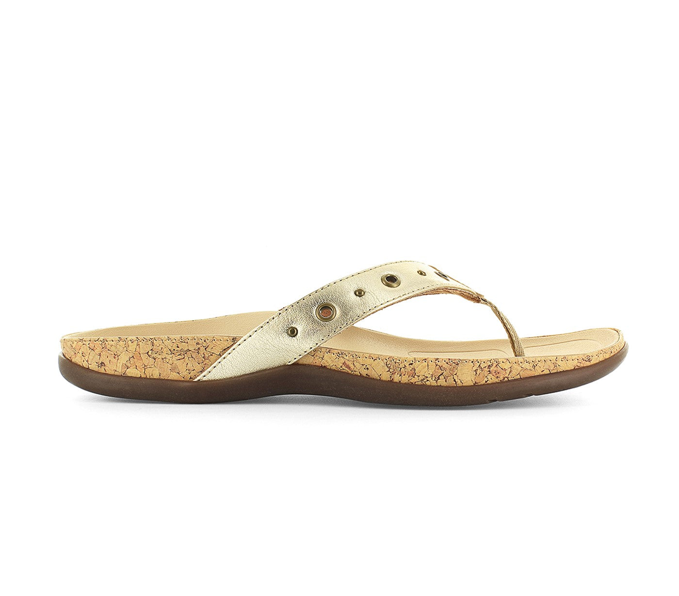 Strive Saria - Women\'s Arch Supportive Toe Post Sandal - Gold Metallic - Side