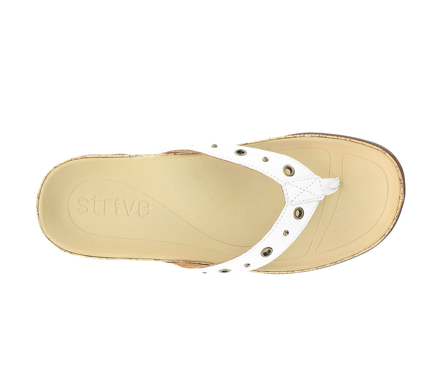 Strive Saria - Women\'s Arch Supportive Toe Post Sandal - White - Overhead