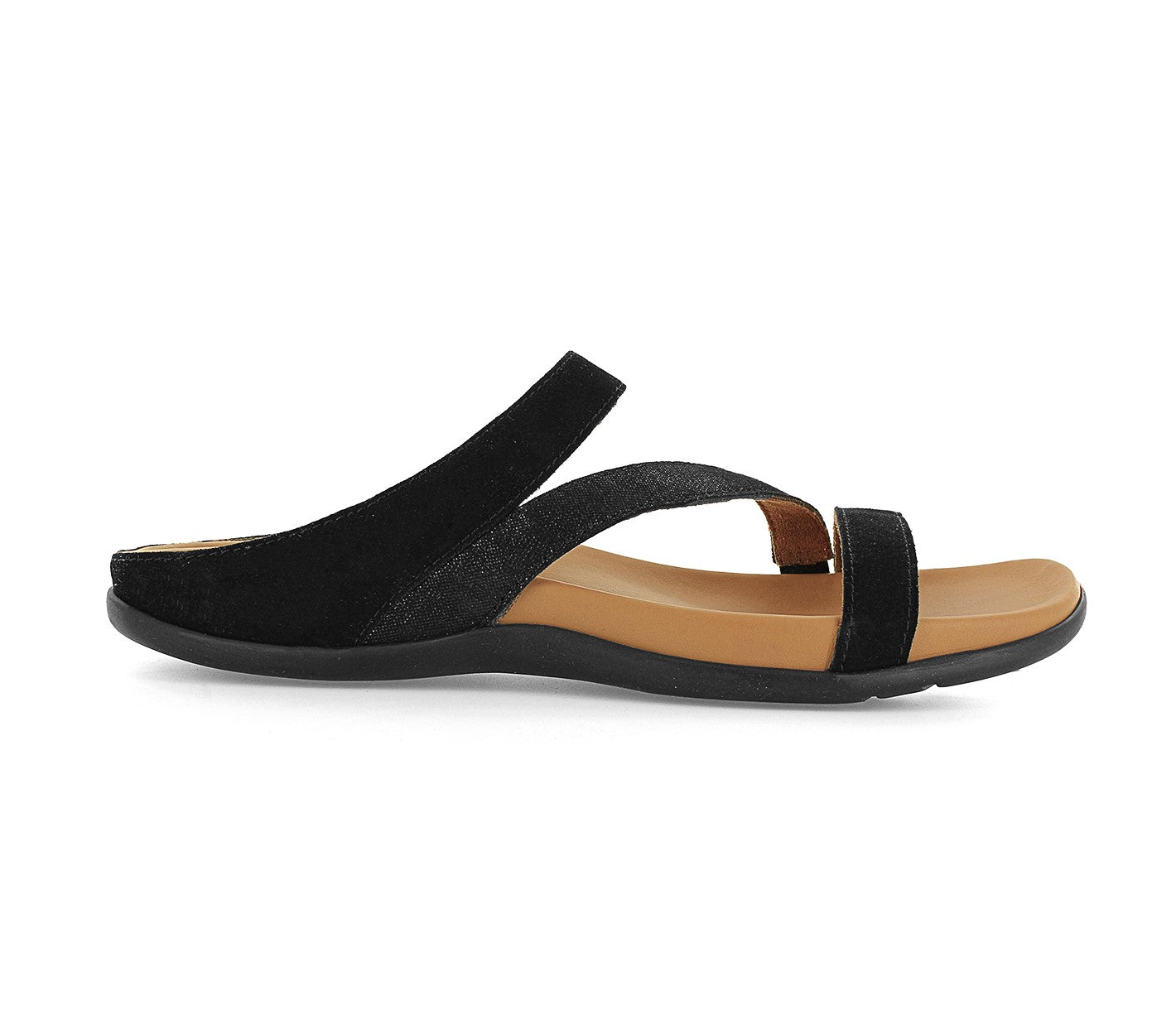 Strive Trio Women's Comfortable and Arch Supportive Sandals - Black Velour - Side