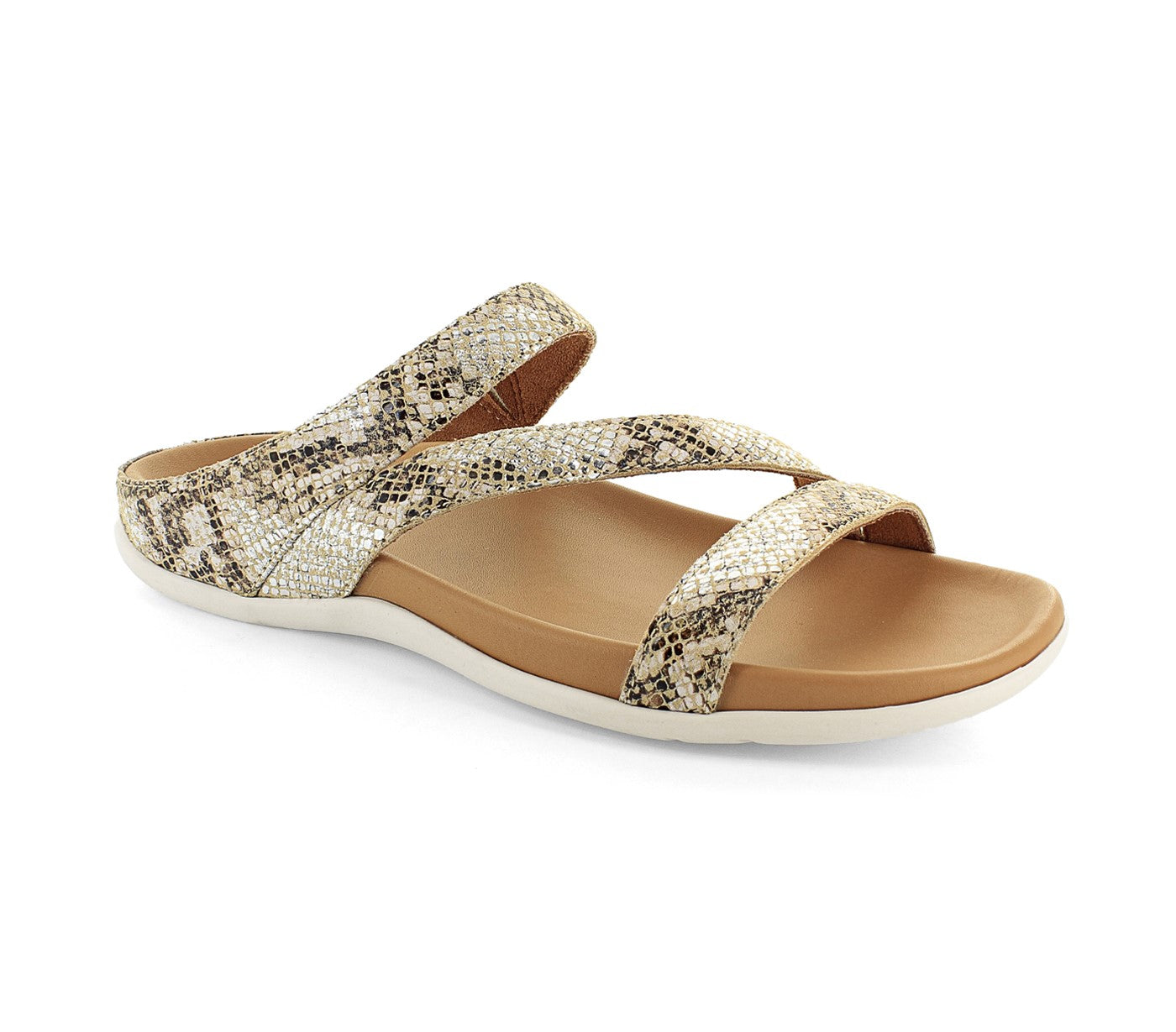 Strive Trio II - Women\'s Strappy Sandal with Arch Support - Snake Glamour - Angle