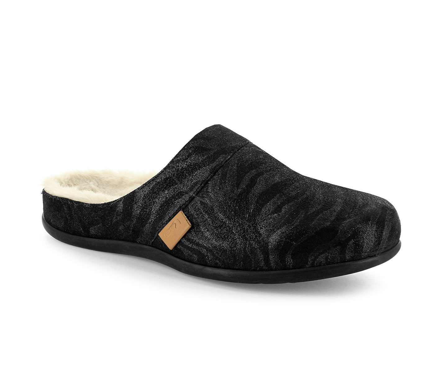Strive Vienna Women's Supportive Slippers - Black Zebrine - Angle