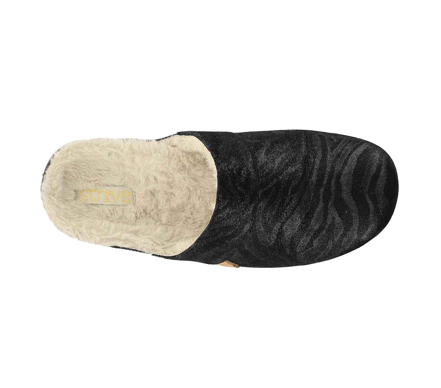 Strive Vienna Women's Supportive Slippers - Black Zebrine - Overhead