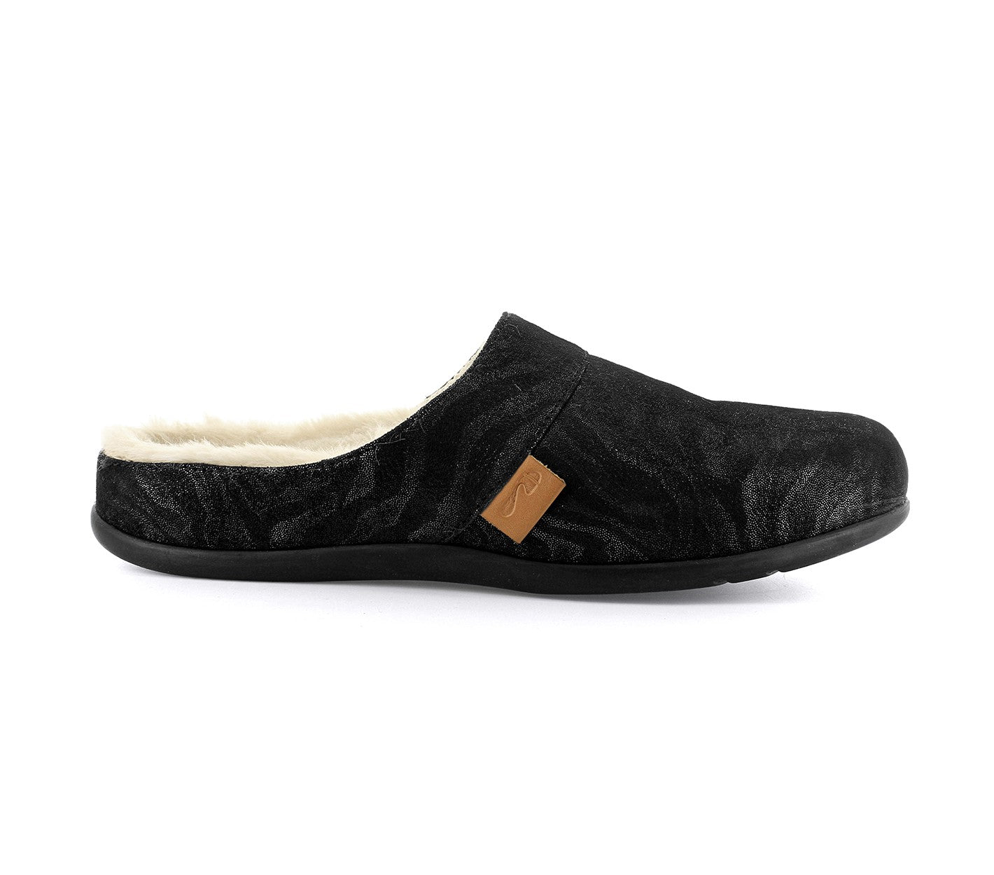 Strive Vienna Women's Supportive Slippers - Black Zebrine - Side