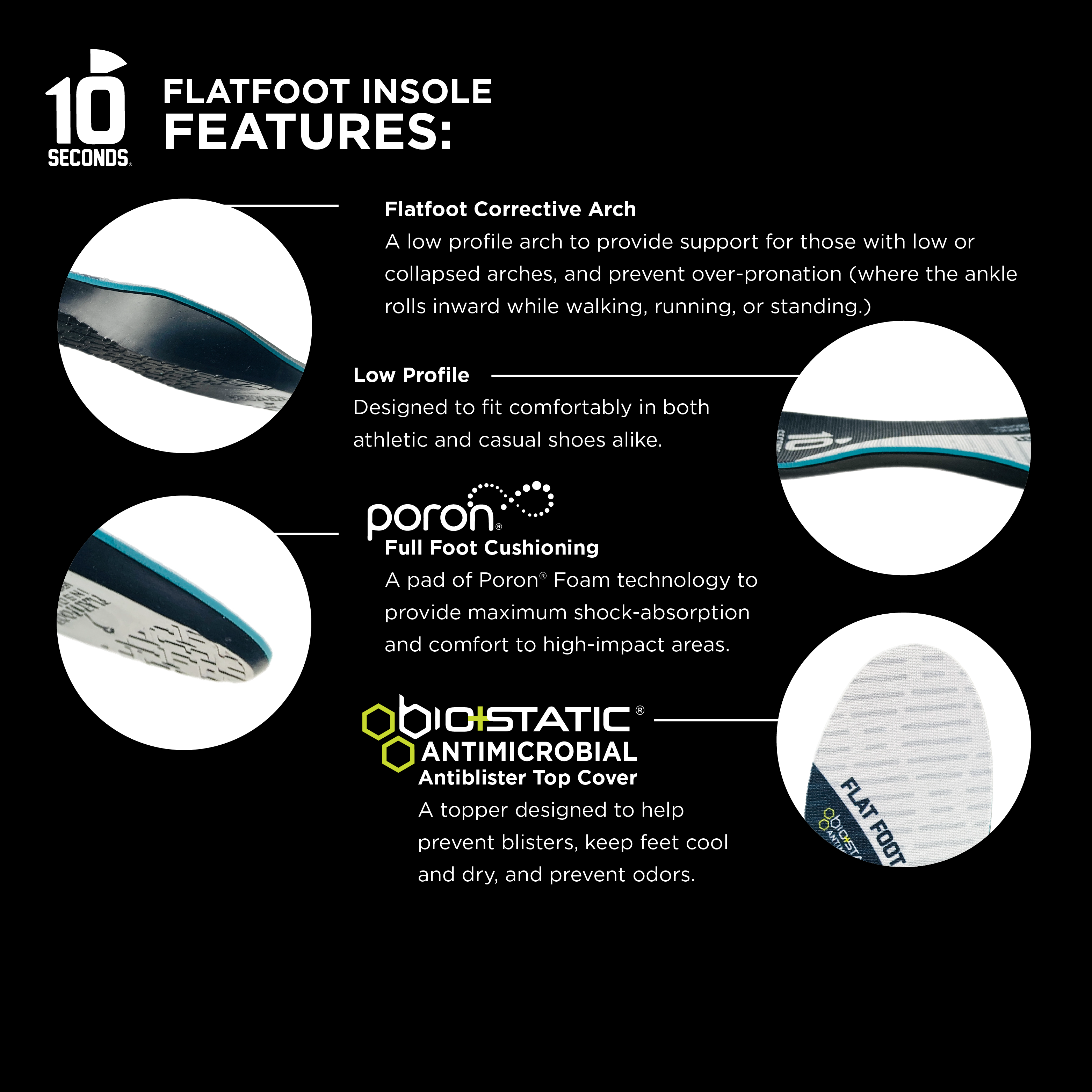 10 Seconds Flat Foot Supportive Insoles - View 2