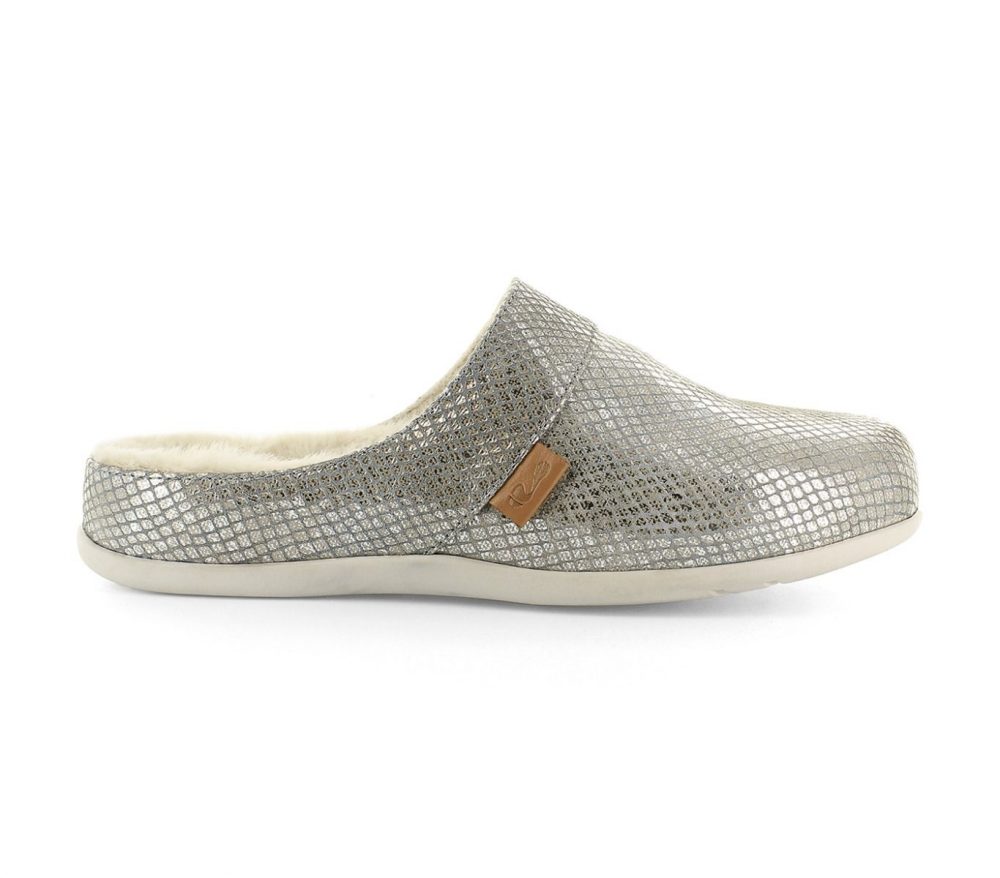 Strive Vienna Women's Supportive Slippers -  Vienna Silver Snake Metallic Lateral