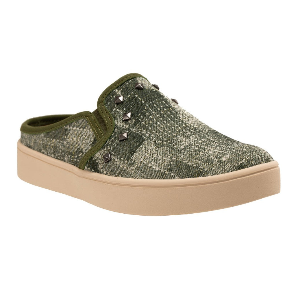 Revitalign Barbados Joy Women's Slip-On Shoes in Green Denim