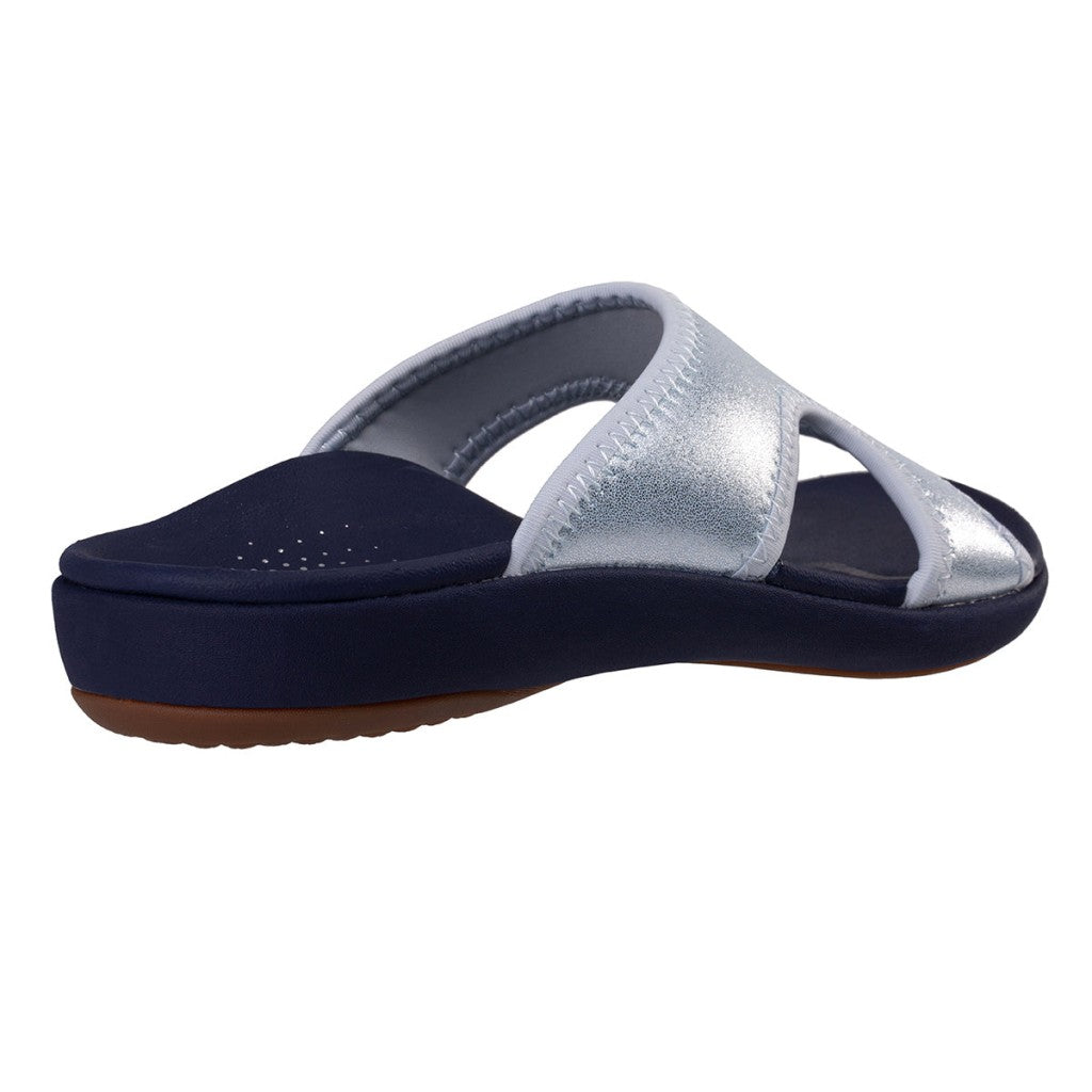 Revitalign Brook Metallic Slide Supportive Women's Sandals - Blue Ice - Product View - 4