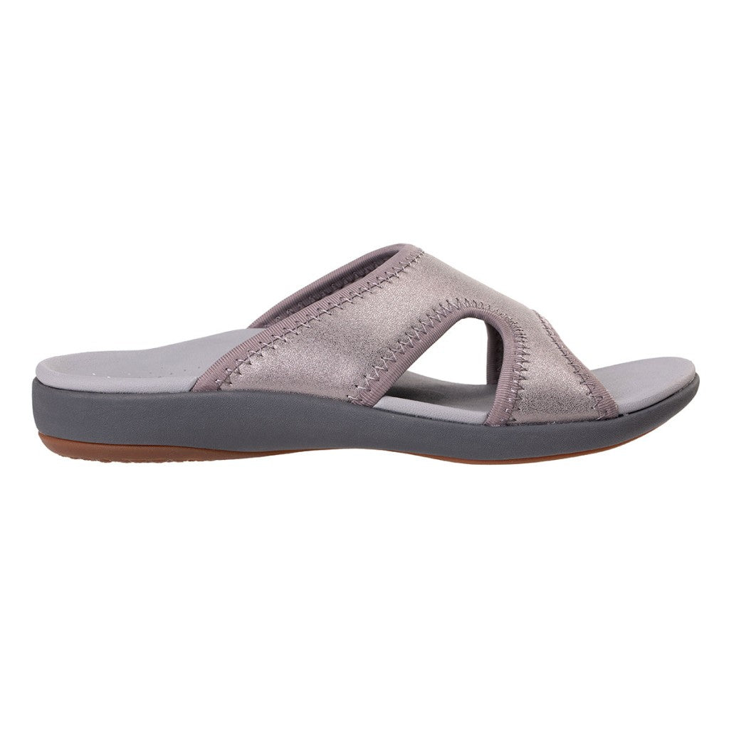 Revitalign Brook Metallic Slide Supportive Women's Sandals in Pewter