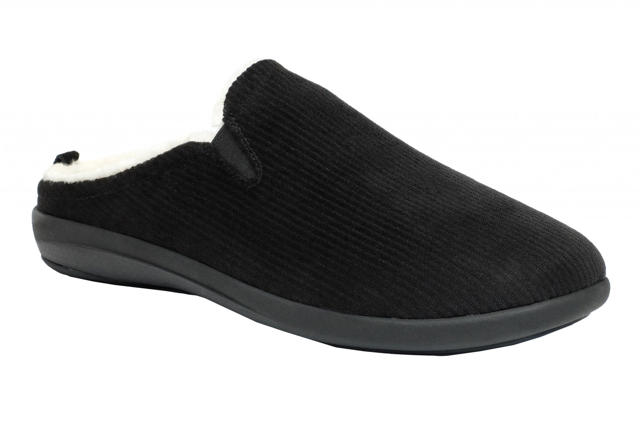 Revitalign Dundee Corduroy Supportive Men's Slippers - Black - Product View - 2