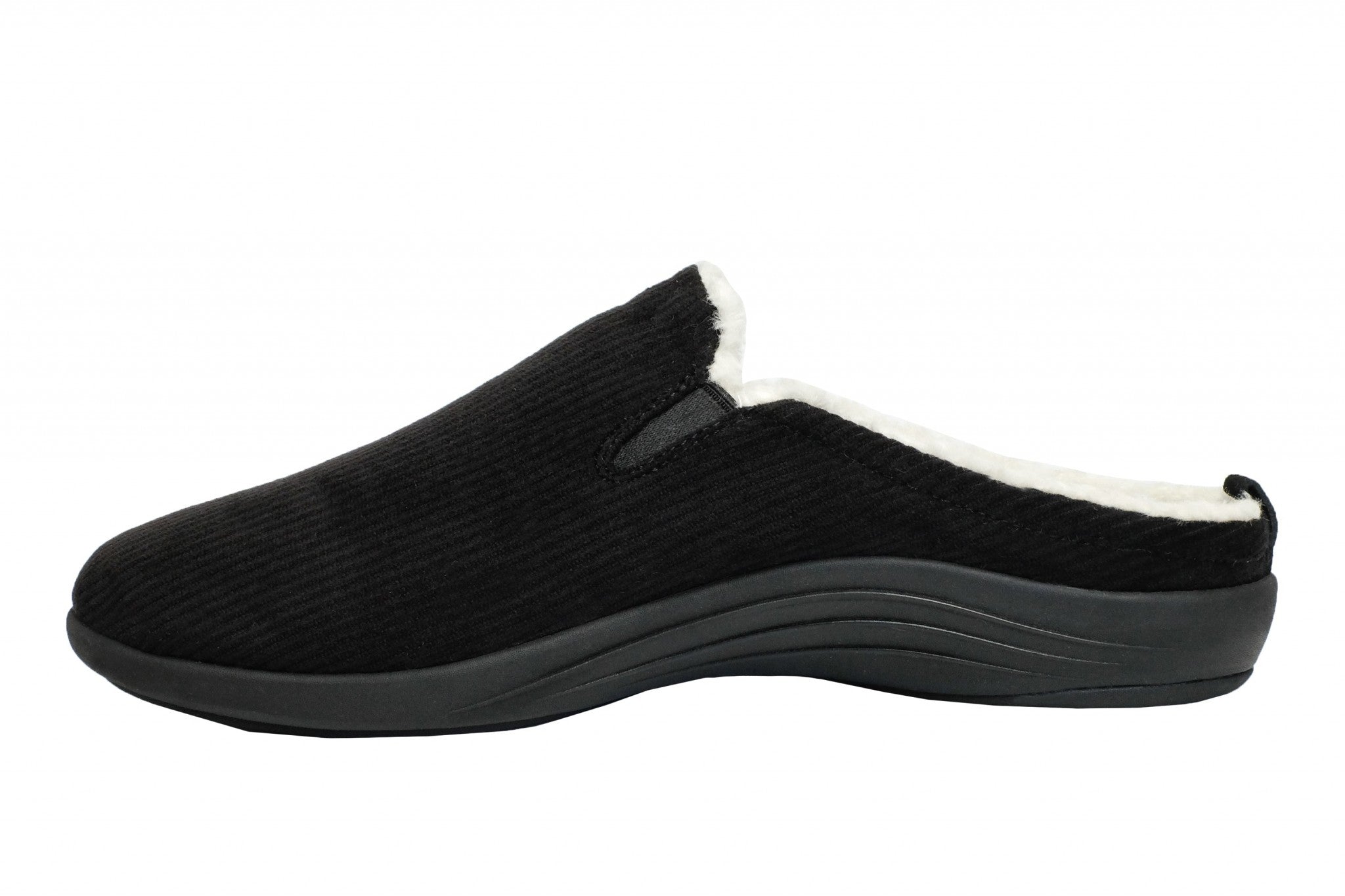 Revitalign Dundee Corduroy Supportive Men's Slippers - Black - Product View - 4