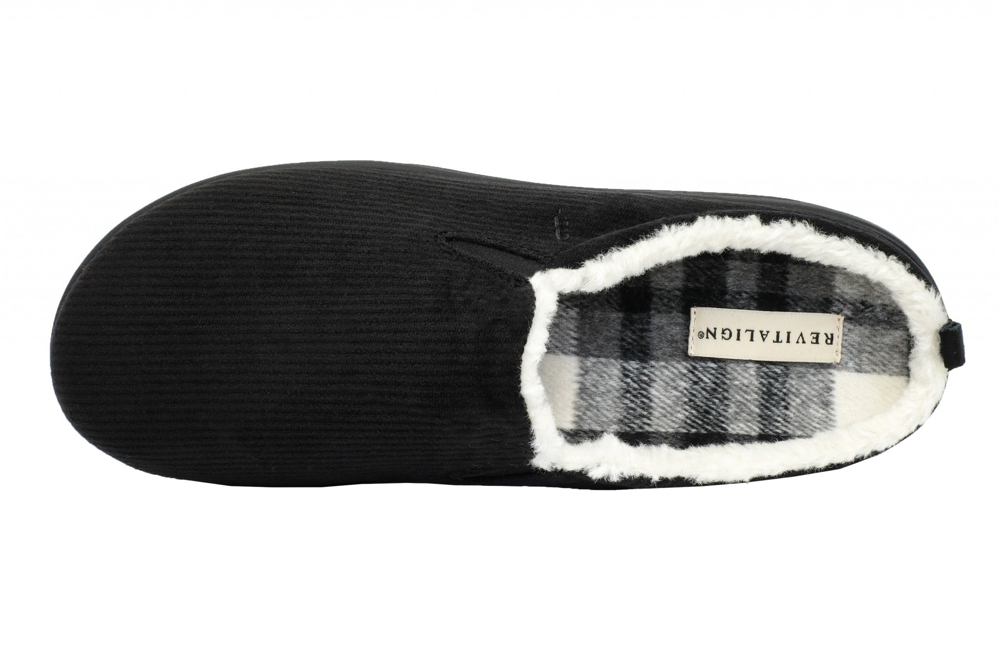 Revitalign Dundee Corduroy Supportive Men's Slippers - Black - Product View - 6