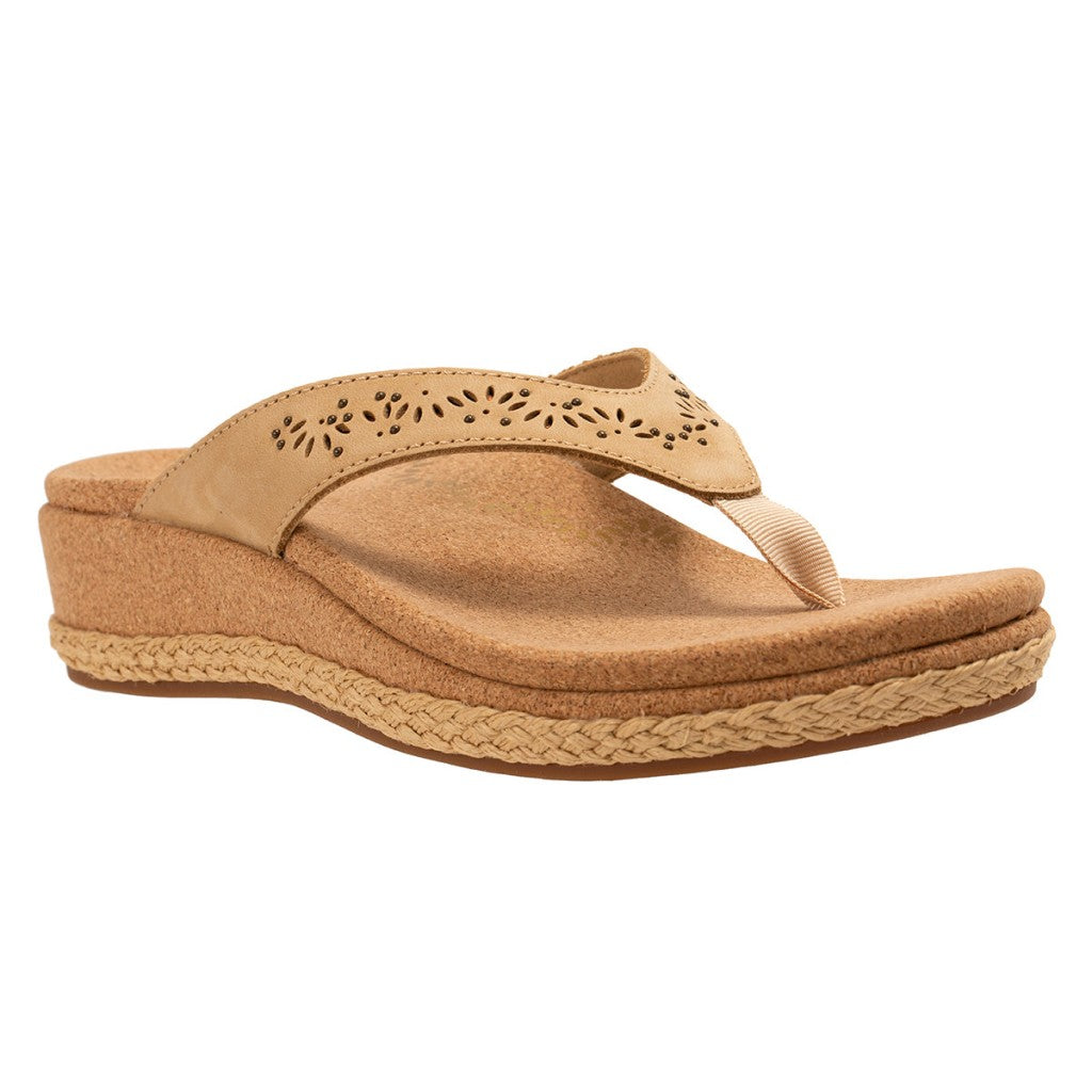 Revitalign Kate Stud Orthotic Comfort Wedge - Almond Buff - Product View - 2