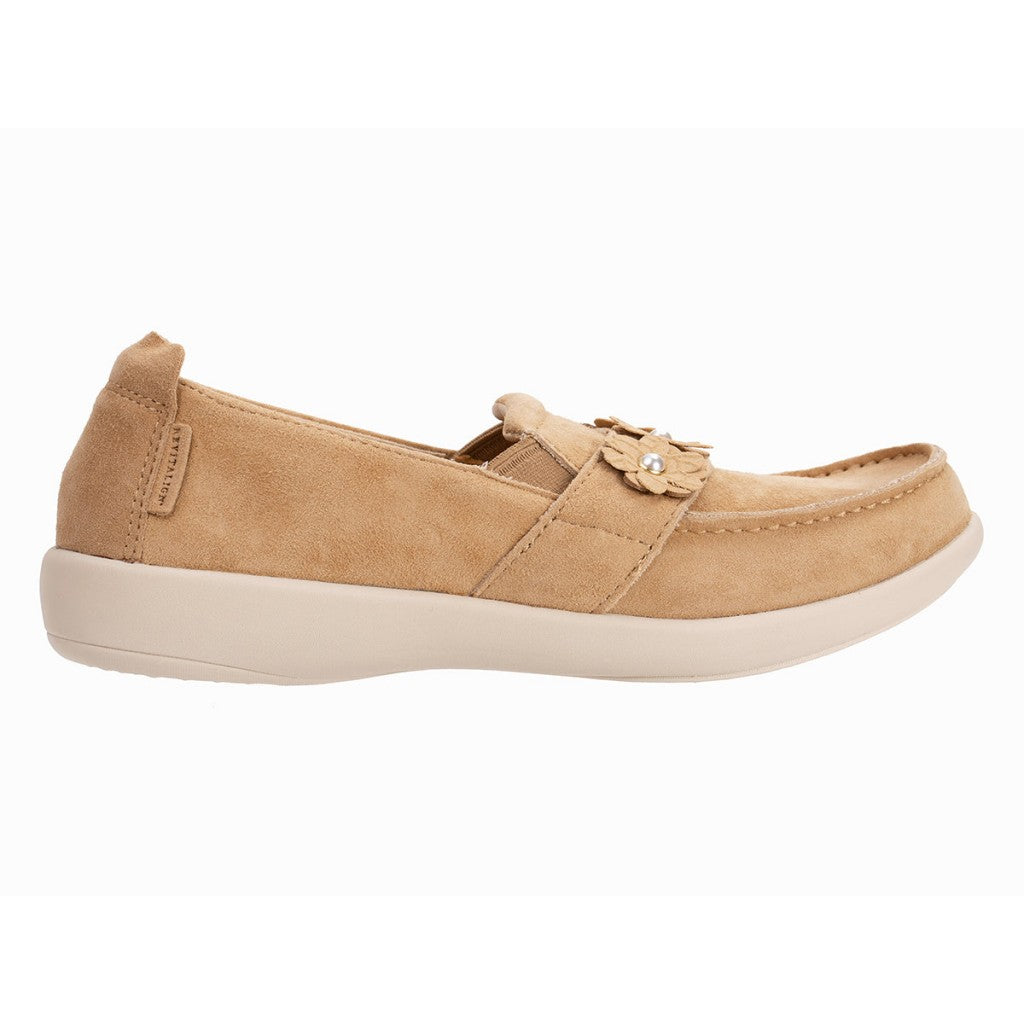 Revitalign Siesta Flower Slip-On Women's Sandals in Tan