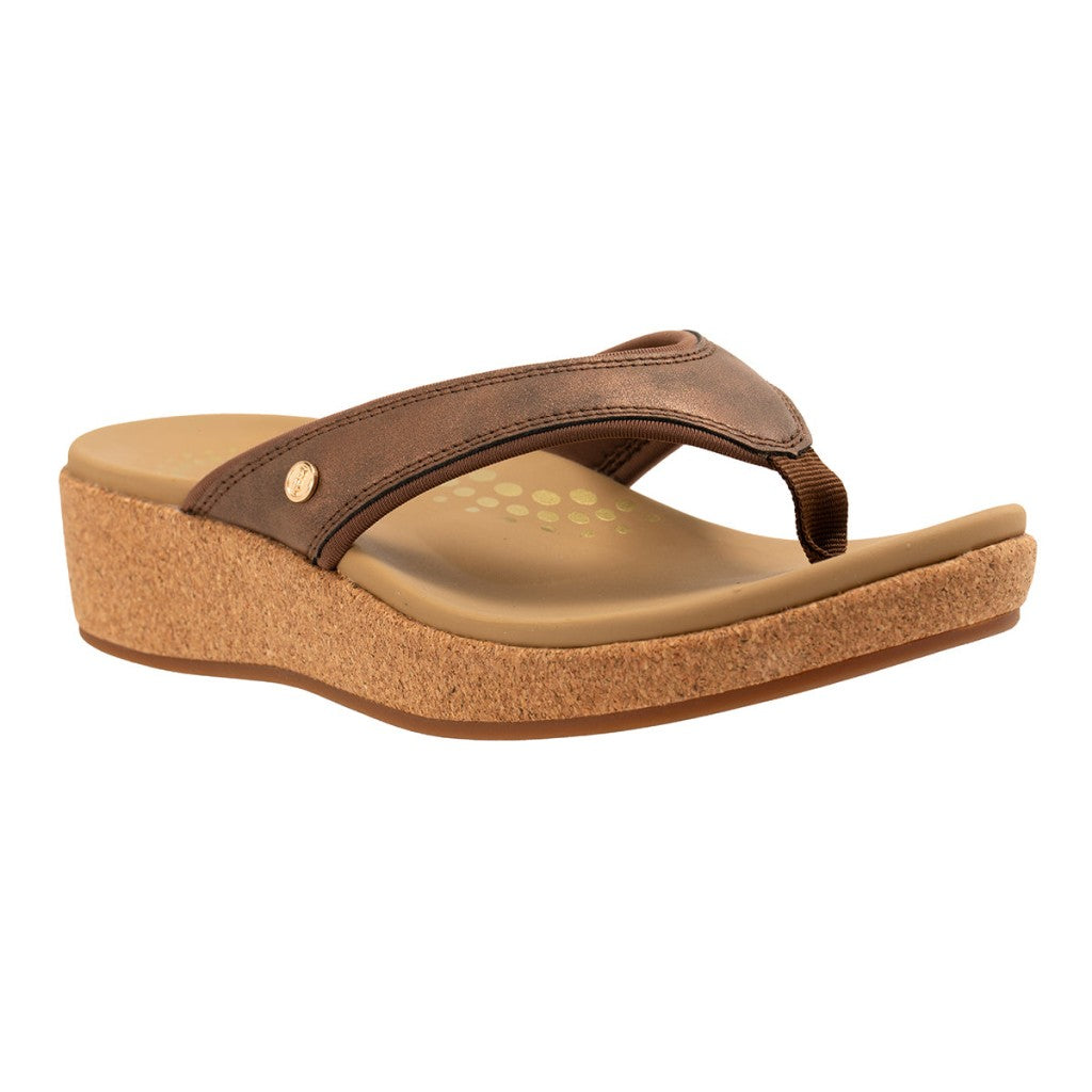 Revitalign Winnie Shimmer Supportive Wedge Women's Sandals in Bronze