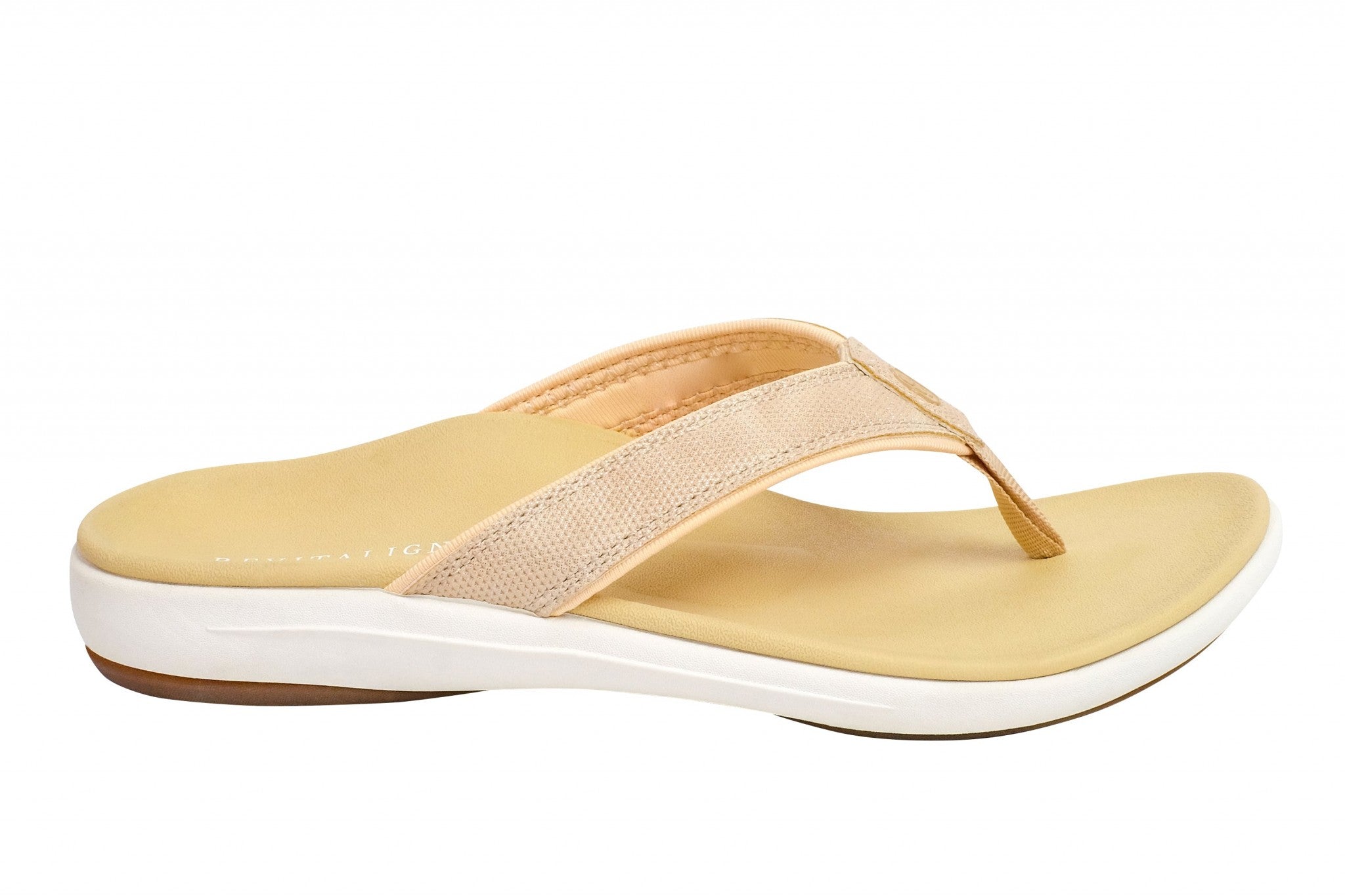 Revitalign Yumi Nuevo Metallic Flip Orthotic Support Women's Sandals - Sand - Product View - 1