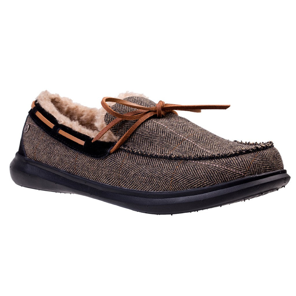 Spenco Birch Tweed Men's Slippers - Black/tan - Product View - 2