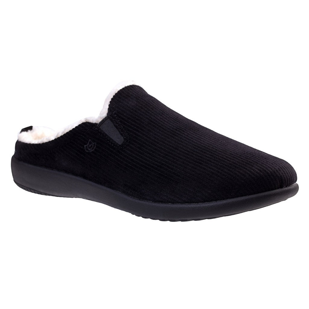 Spenco Dundee Corduroy Orthotic Support Men's Slippers - Black - Product View - 2