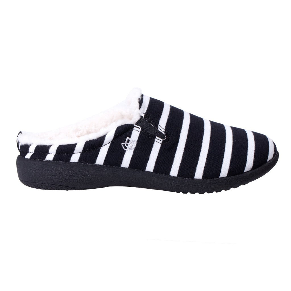 Spenco Dundee Stripe Full Contact Comfort Women's Slippers - Black/white - Product View - 1