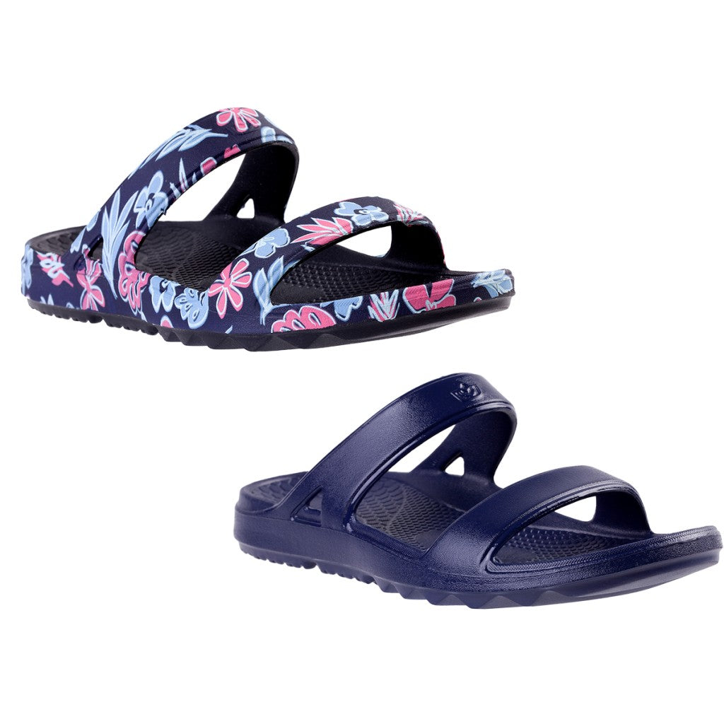 Spenco Fusion Slim 2-Pack Supportive Comfort Women's Sandals - Navy Floral/navy - Product View - 2