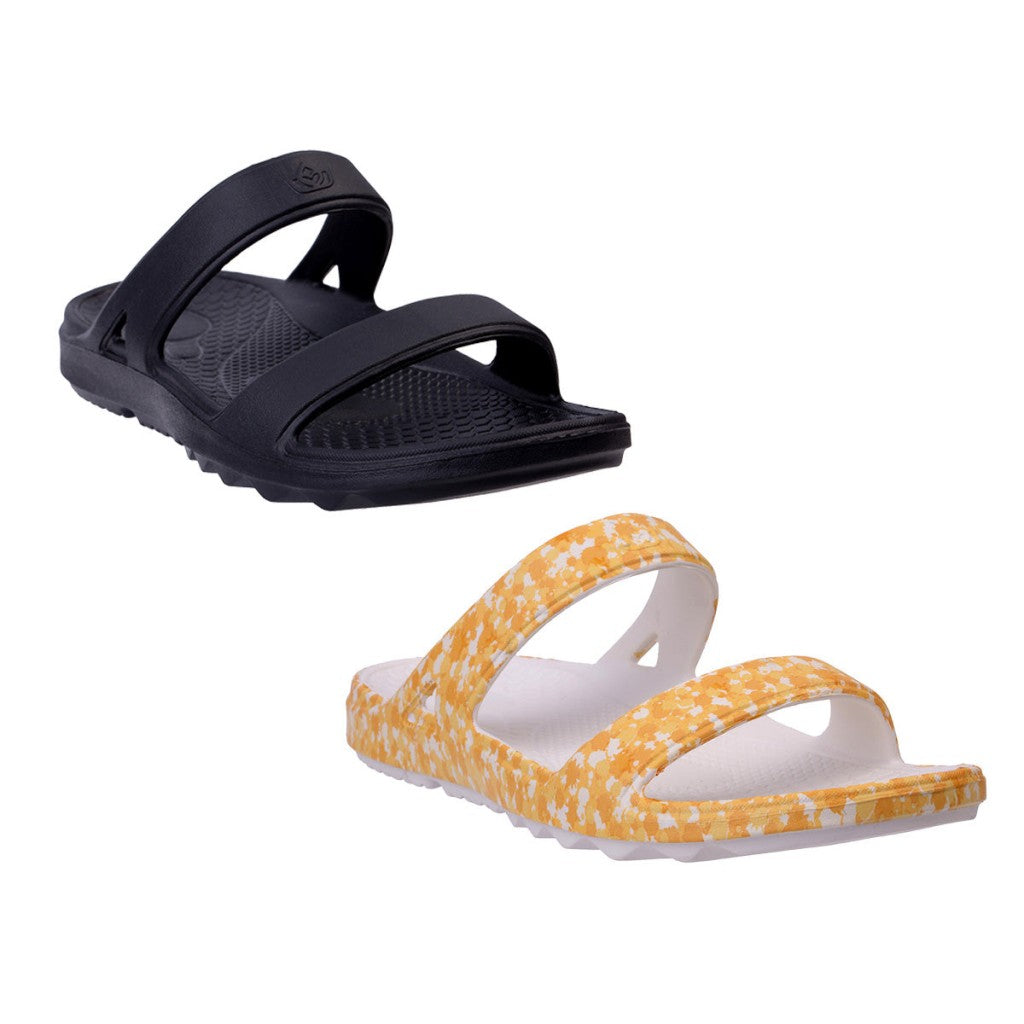 Spenco Fusion Slim Splash 2-Pack Women's Sandals - Yellow/black - Product View - 2
