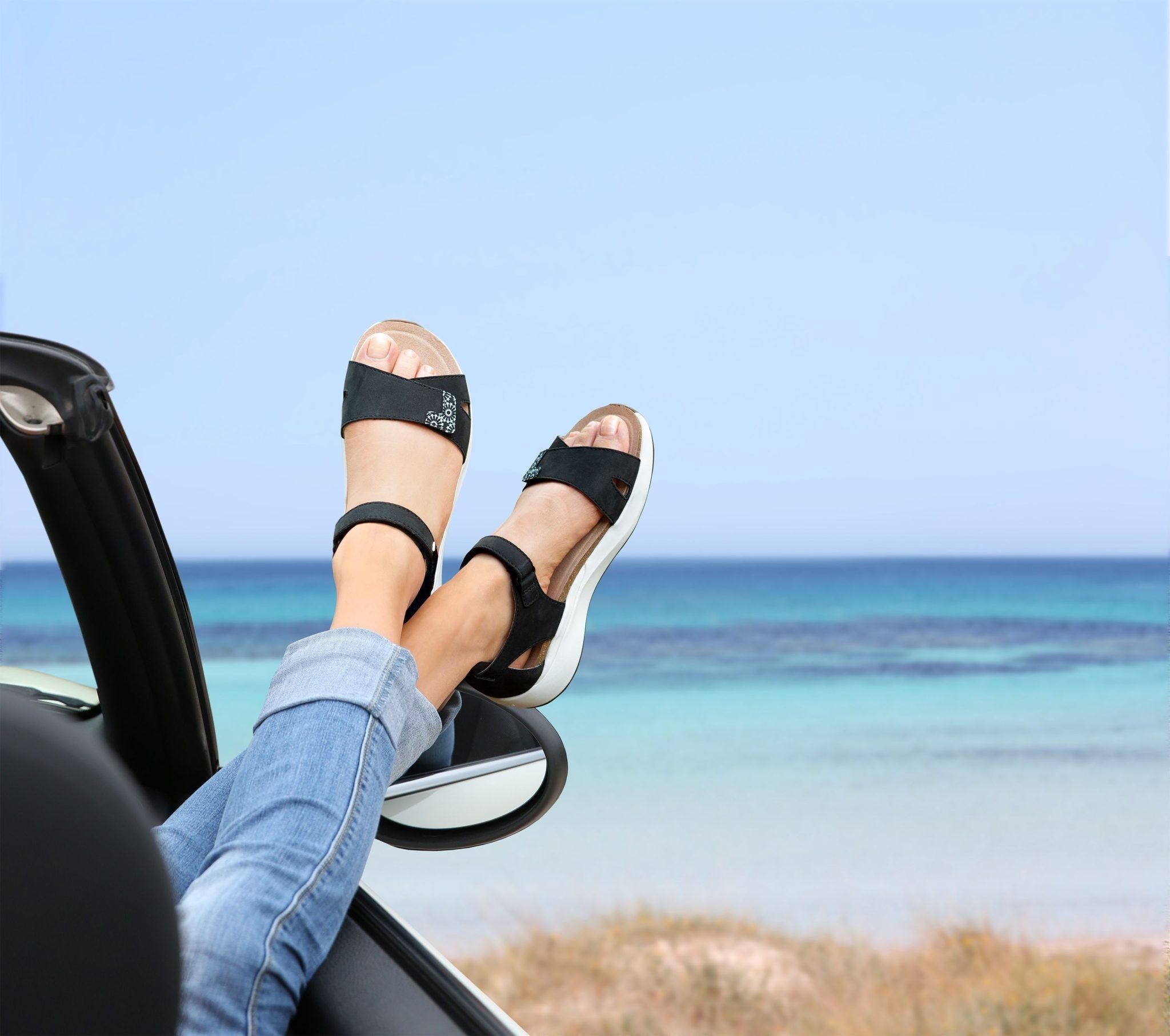 Xelero Santorini Sandal Women's Sandal - Black - Lifestyle View - 6