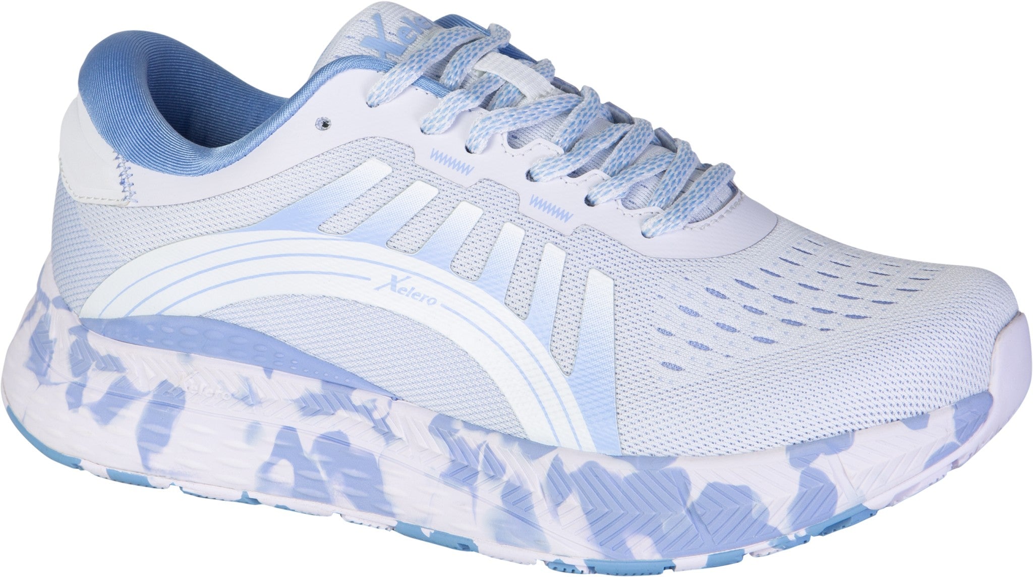 Xelero Steadfast II Recycled Women's Shoe - White/Carolina Blue - Product View - 2