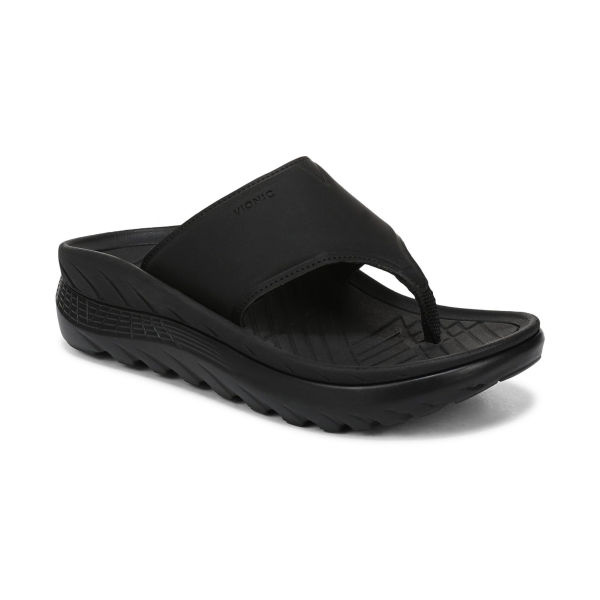 Vionic Restore III Unisex Recovery Toe-Post Sandal - Black - Angle main