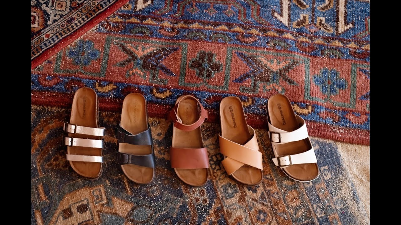 Watch Bearpaw Julieta Women's Cork / Leather Slide Sandals - Artisan - 2925W video